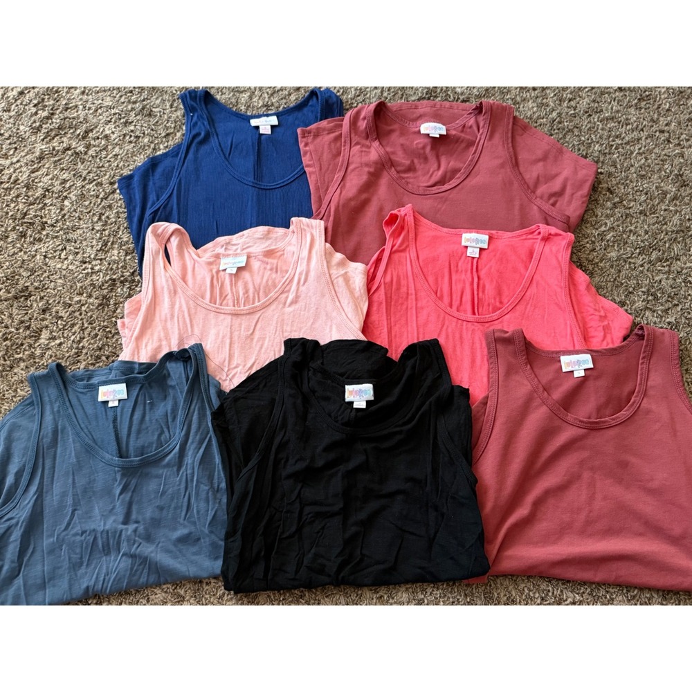 Lot of 7 LuLaRoe Dani Tank Tops Small Womens Solid Sleeveless Scoop Neck Bundle